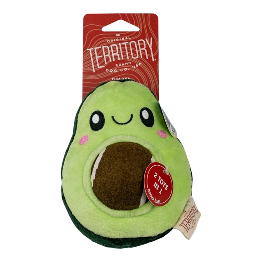 Territory 2-in-1 Avocado Squeak and Plush Dog Toy with Removable Tennis Ball - 5.5 Inches