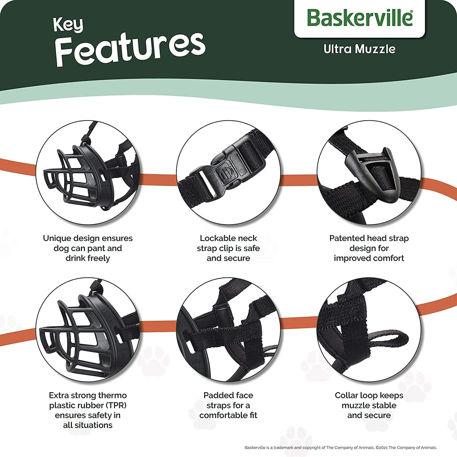 The Company of Animals Baskerville Ultra Muzzle - Black - Size 1 - L:2.5