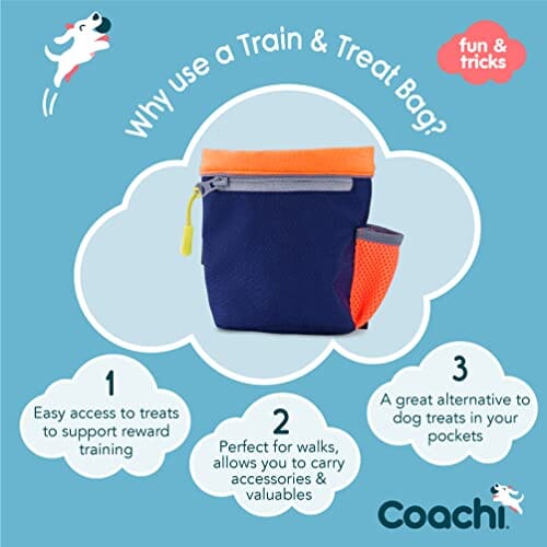 The Company of Animals Coachi Train and Treat Travel Bag Pouch - Navy and Coral