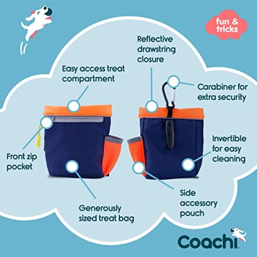 The Company of Animals Coachi Train and Treat Travel Bag Pouch - Navy and Coral