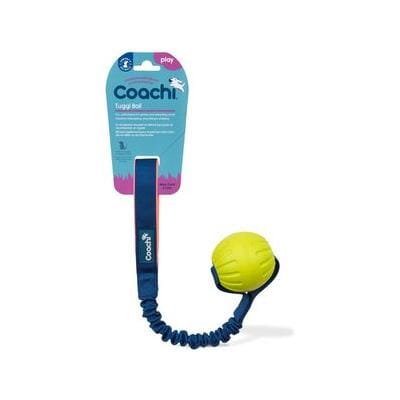 The Company of Animals Coachi Tuggi Ball Bungee Nylon and Rubber Tug Interactive Dog Toy - Blue/Lime Default Title
