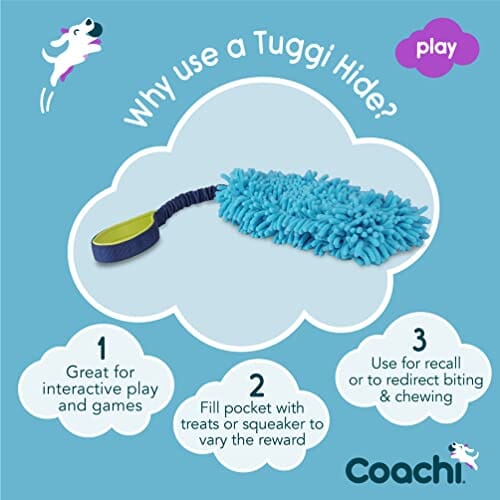 The Company of Animals Coachi Tuggu Hide Tug-of-War Bungee Tug Interactive Dog Toy -  Blue/Navy