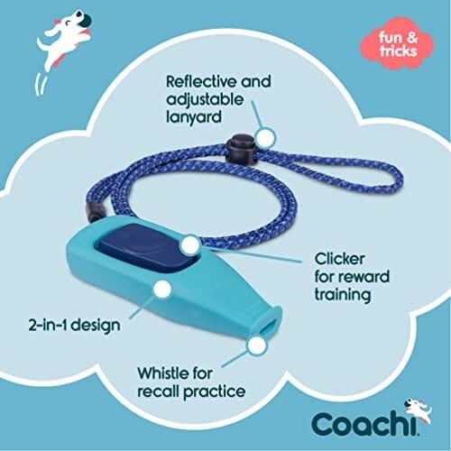 The Company of Animals Coachi WhizzClick 2-in-1 Training Dog Whistle and Clicker Combo - Blue 