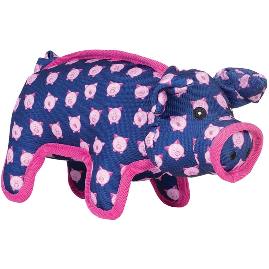 The Worthy Dog Wilbur Pig Pattened Squeak Nylon and Plush Dog Toy