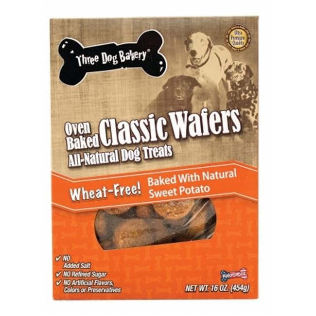 Three Dog Bakery Woofers Grain-Free Soft Baked Classic Cookies Dog Biscuits Treats - Sweet Potato - 13 Oz - 6 Pack