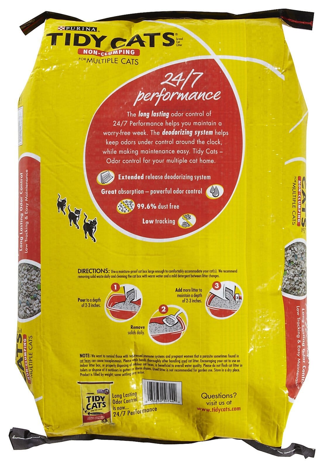 Tidy Cats Non Clumping 24/7 Performance MultiCat Long Lasting Odor Control Cat Litter  