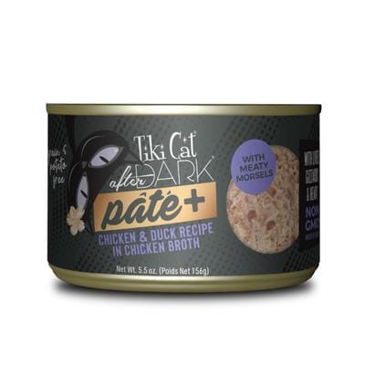 Tiki Cat After Dark Pate+ Grain-Free Chicken and Duck in Broth Adult Canned Cat Food 5.5 Oz - Case of 8