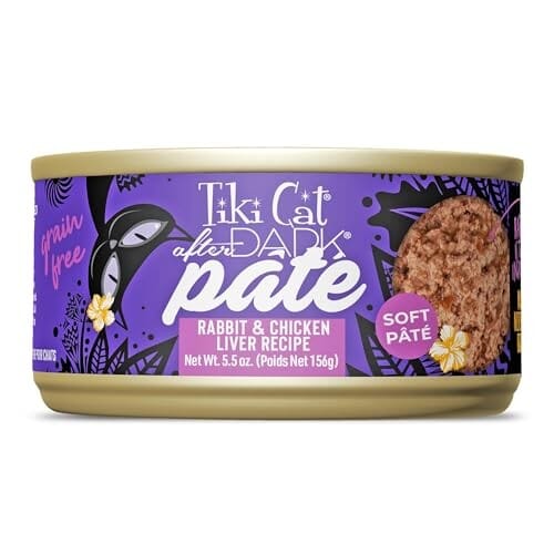 Tiki Cat After Dark Soft Pate Grain-Free Rabbit and Chicken Liver Adult Canned Cat Food - 5.5 Oz - Case of 8 Default Title