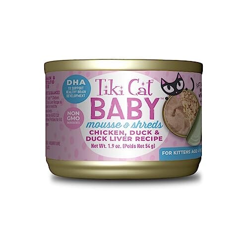 Tiki Cat Baby Mousse and Shreds Grain-Free Chicken Duck and Duck Liver Kitten Canned Cat Food - 1.9 Oz - 3 Pack Default Title