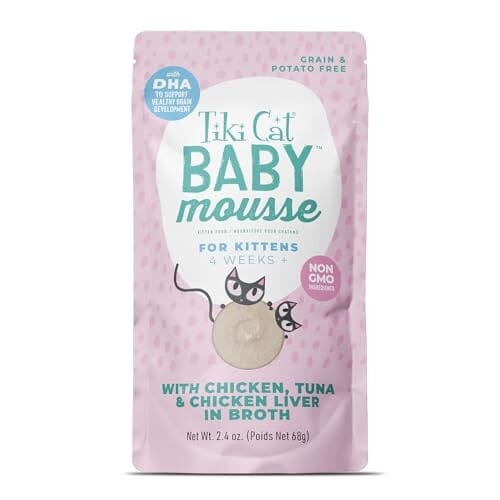 Tiki Cat Baby Mousse Grain-Free Chicken Tuna and Chicken Liver in Broth Kitten Wet Cat Food Pouch - 2.4 Oz - Case of 12 Default Title