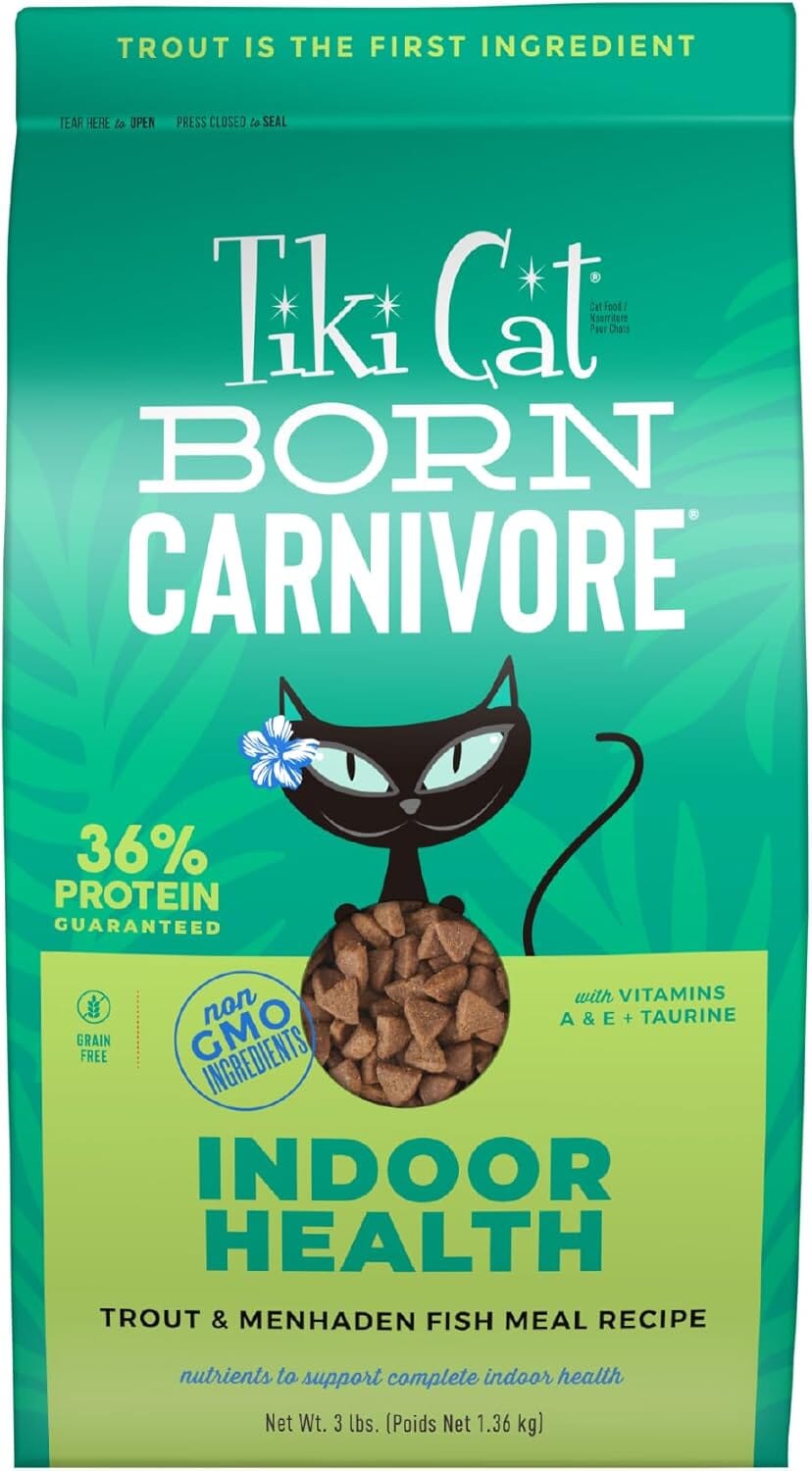 Tiki Cat Born Carnivore Indoor Health High-Protein Trout and Menhaden Fish Dry Cat Food - 3 Lbs Default Title