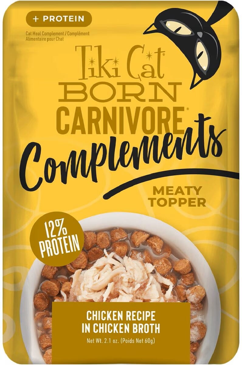 Tiki Cat Complements Chicken Cat Food Toppers and Crunchers - 2.1-oz pouch - Case of 12  