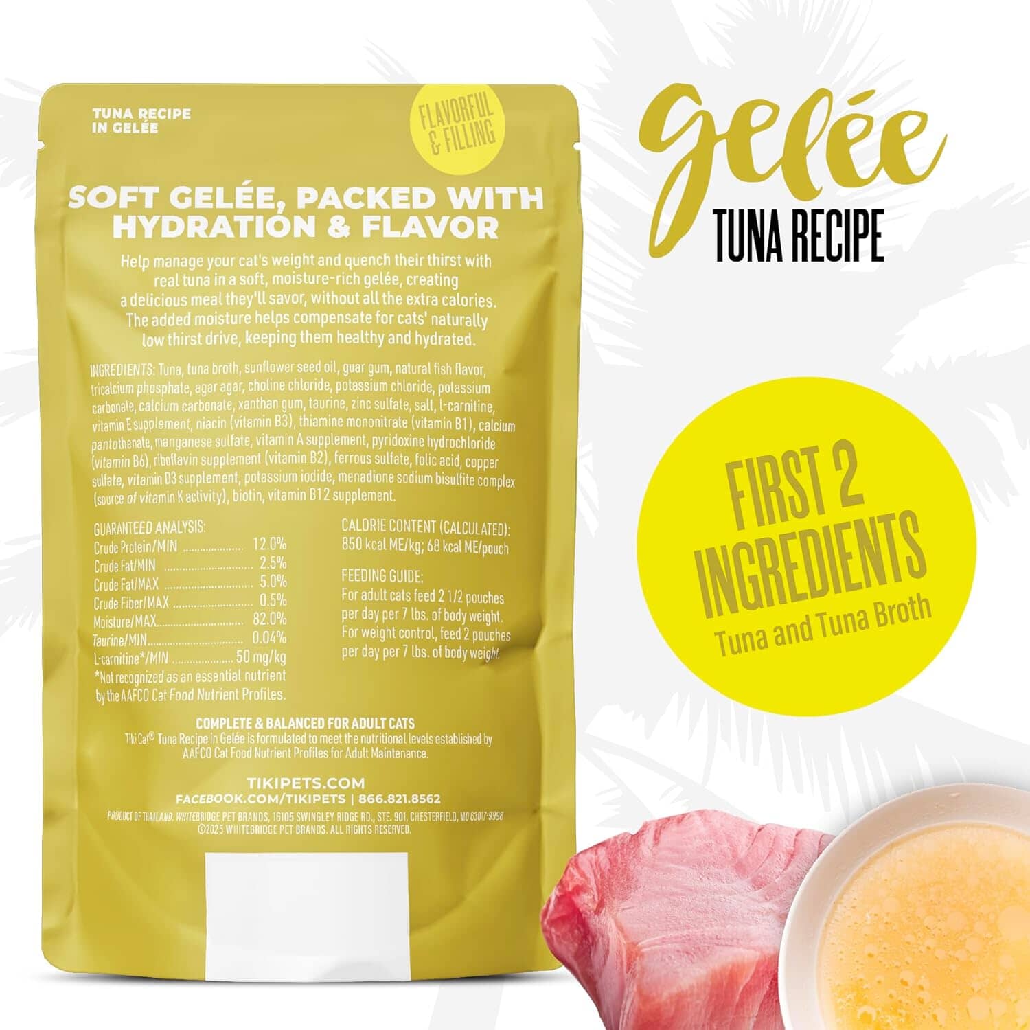 Tiki Cat Gelee Low-Fat Tuna in Gelee Recipe Wet Cat Food Pouch - 2.8 Oz - Case of 12
