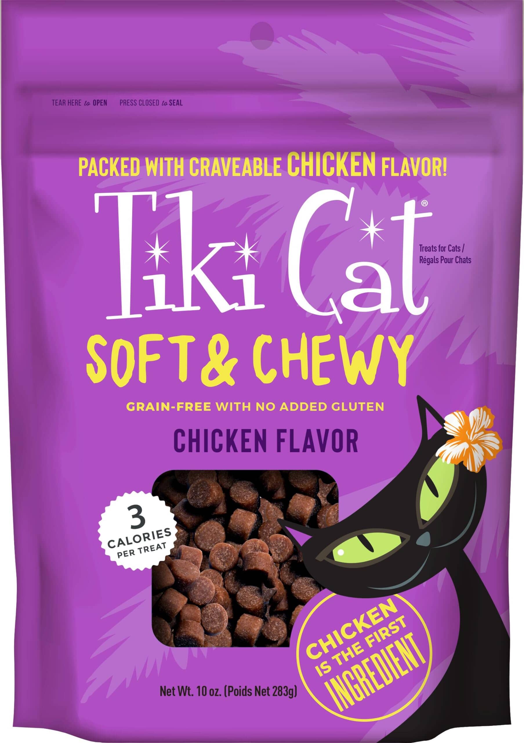 Tiki Cat Low-Calorie Grain-Free Chicken Flavor Soft and Chewy Cat Treats 10 Ounce