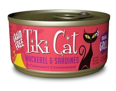 Tiki Cat Makaha Grill Canned Cat Food - Mackerel & Sardines in Calamari Consomme - Case of 12