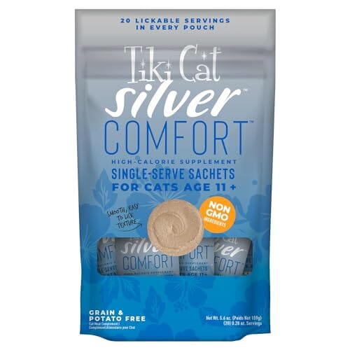 Tiki Cat Silver Comfort Grain-Free Chicken and Chicken Liver Single Serve Mousse Senior Adult Lickable Cat Treats - .28 Oz - 20 Pack - Case of 8 Default Title