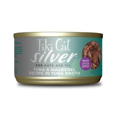 Tiki Cat Silver Grain-Free Tuna and Mackerel in Tuna Broth Senior Adult Canned Cat Food - 2.4 Oz - Case of 12 Default Title