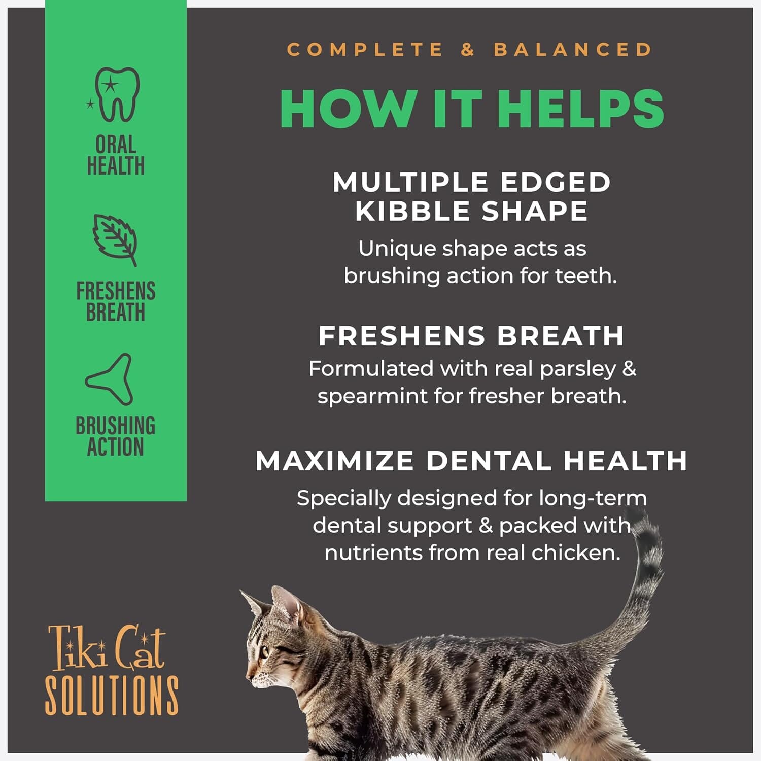 Tiki Cat Solutions Dental High-Protein Grain-Free Chicken with Parsley and Peppermint Dry Cat Food