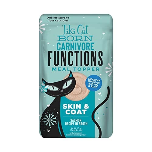 Tiki Cat Solutions Skin and Coat +Function Salmon in Broth Supplemental Wet Cat Food Topper Pouch - 1.5 Oz - Case of 12 Default Title