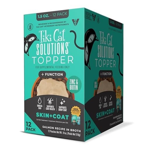 Tiki Cat Solutions Skin and Coat +Function Salmon Recipe Supplemental Wet Cat Food Topper Pouch - 1.5 Oz - Case of 12 Default Title