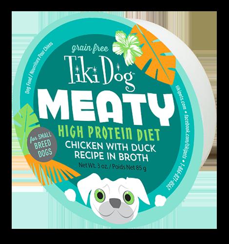 Tiki Dog High-Protein Grain-Free Meaty Chicken and Duck in Broth Wet Dog Food Trays - 3 Oz - Case of 4 Default Title