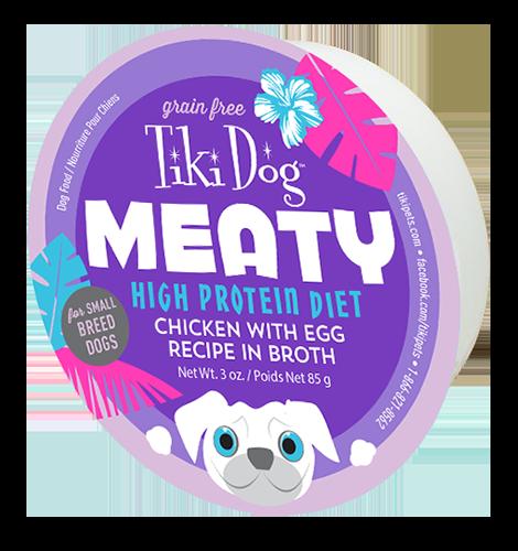 Tiki Dog High-Protein Grain-Free Meaty Chicken and Egg in Broth Wet Dog Food Trays - 3 Oz - Case of 4 Default Title