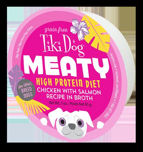 Tiki Dog High-Protein Grain-Free Meaty Chicken and Salmon in Broth Wet Dog Food Trays - 3 Oz - Case of 4 Default Title