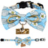 Touchcat ® Floral Patterned Designer Cat Collar with Bow - Blue - Small