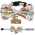 Touchcat ® Floral Patterned Designer Cat Collar with Bow - Brown - Large