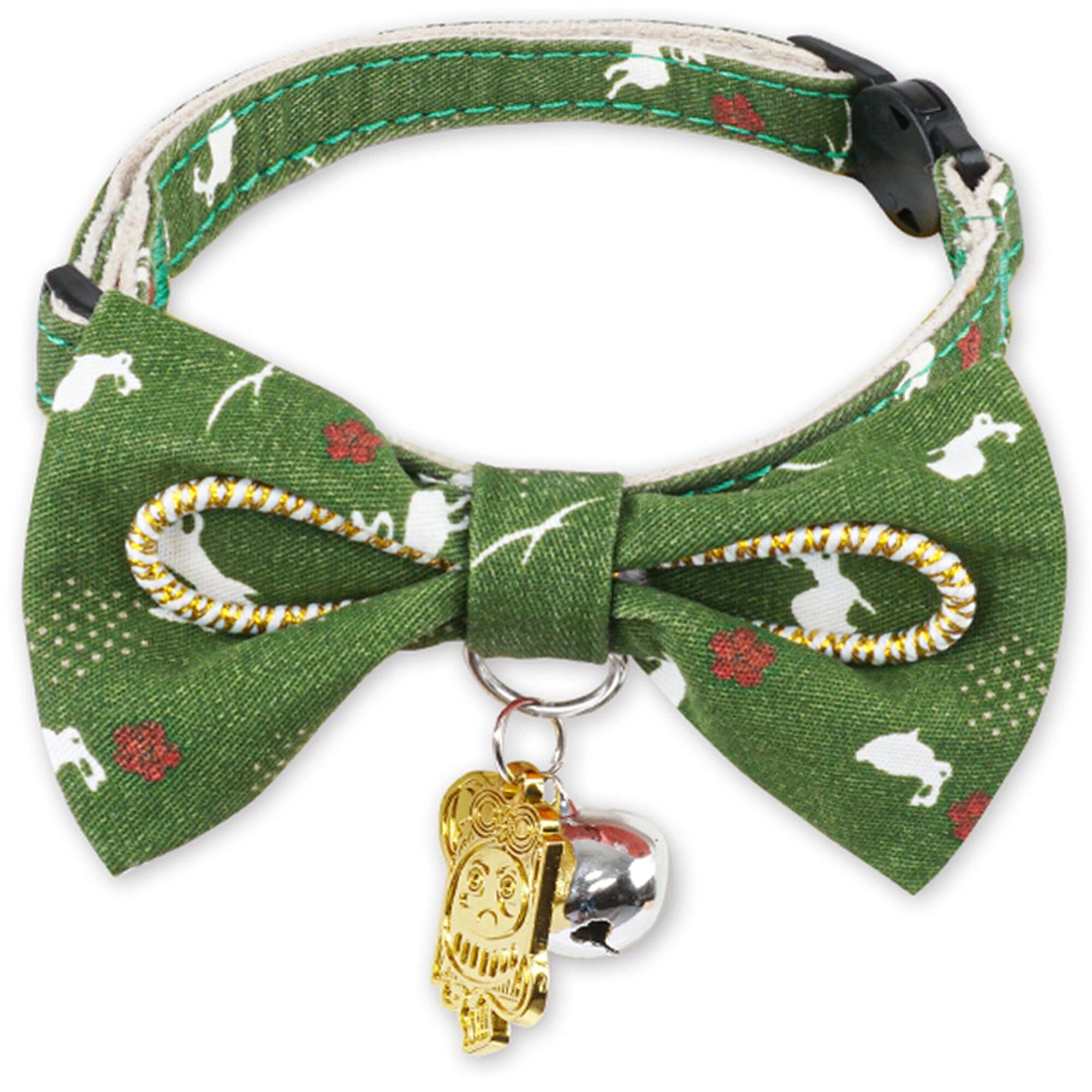 Touchcat ® Glampurr Elegant Fashion Cat Collar with large Bowtie and Bell Charm Green