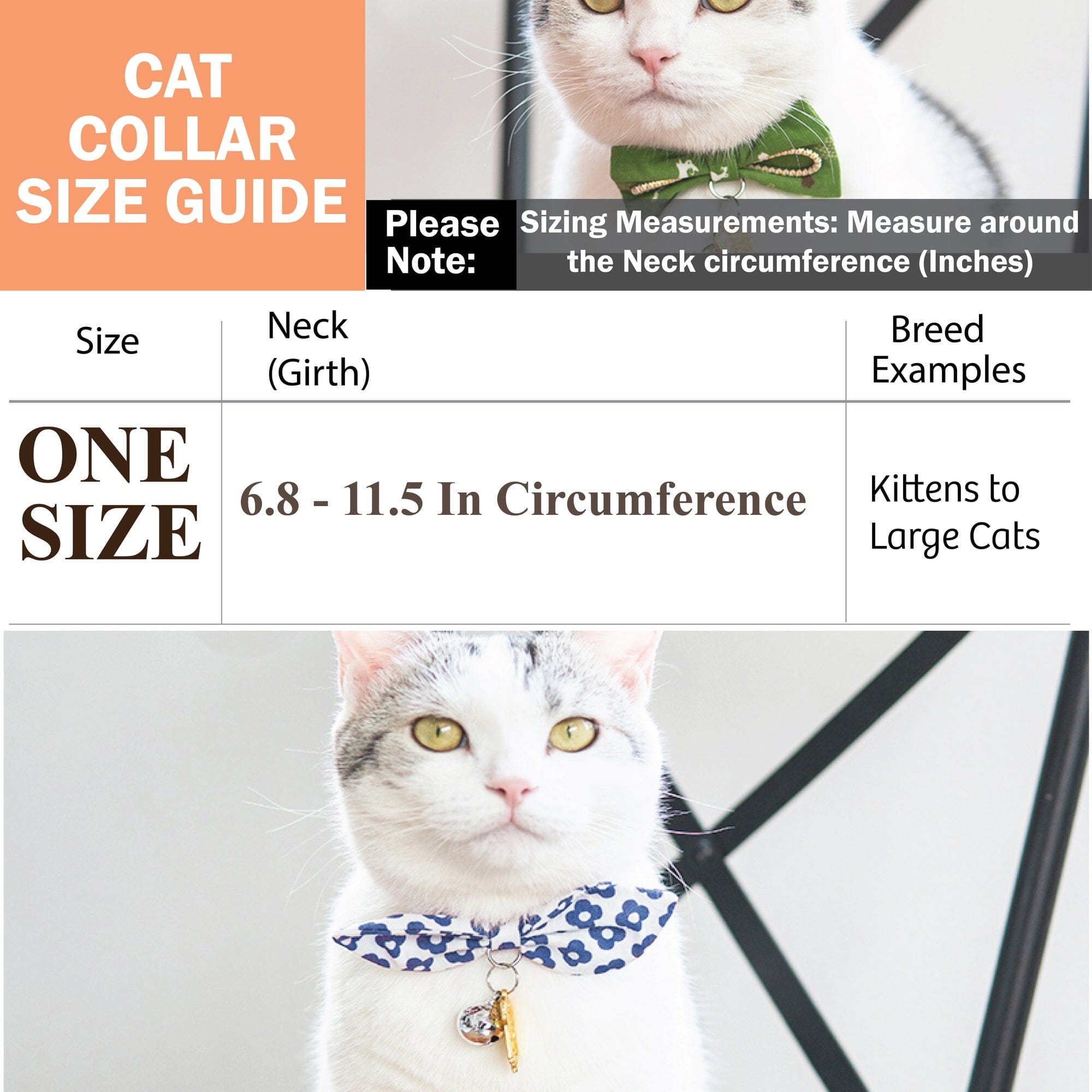 Touchcat ® Miss-Daisy Designer Cat Collar with large Bowtie and Bell Charm