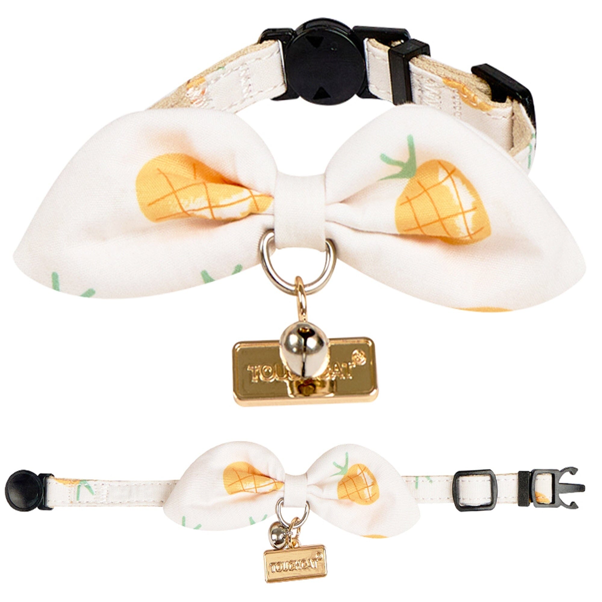 Touchcat ® Pineapple Patterned Designer Cat Collar with Bow