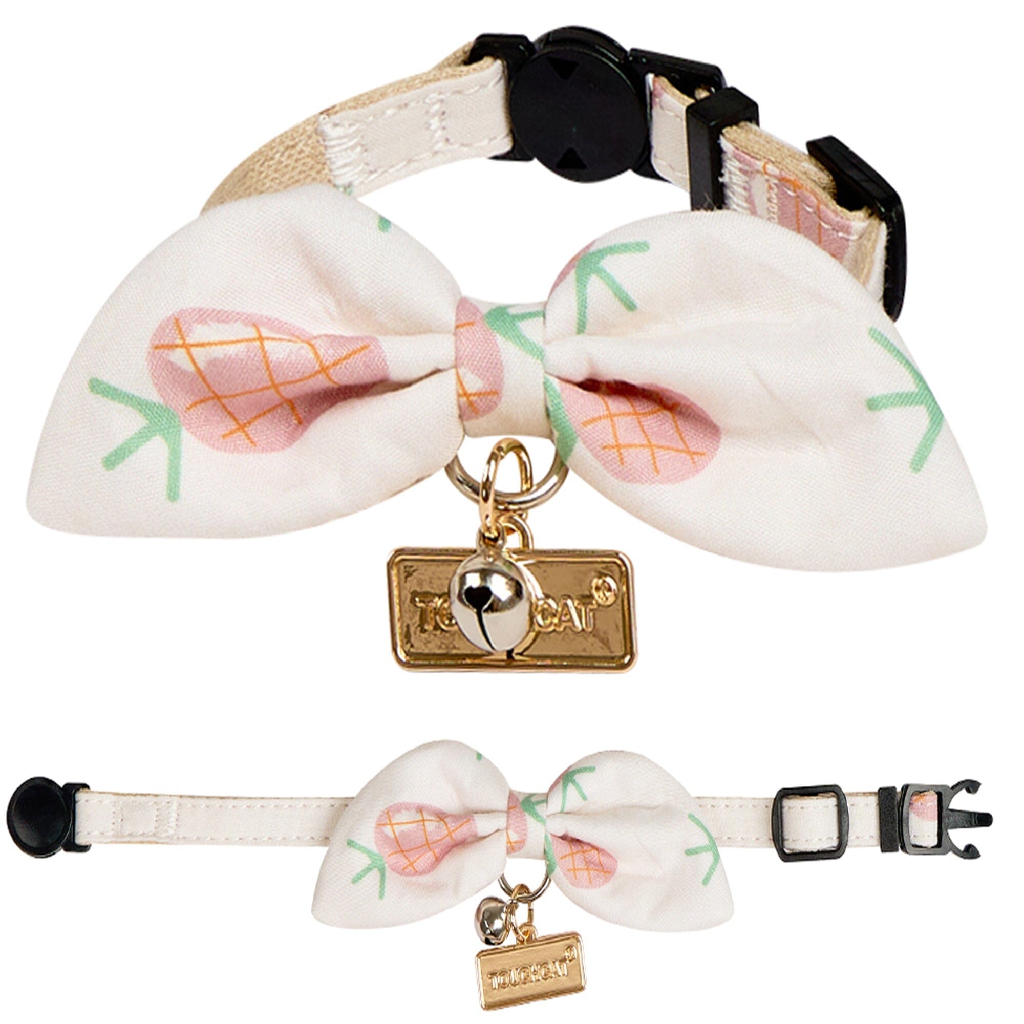 Touchcat ® Pineapple Patterned Designer Cat Collar with Bow