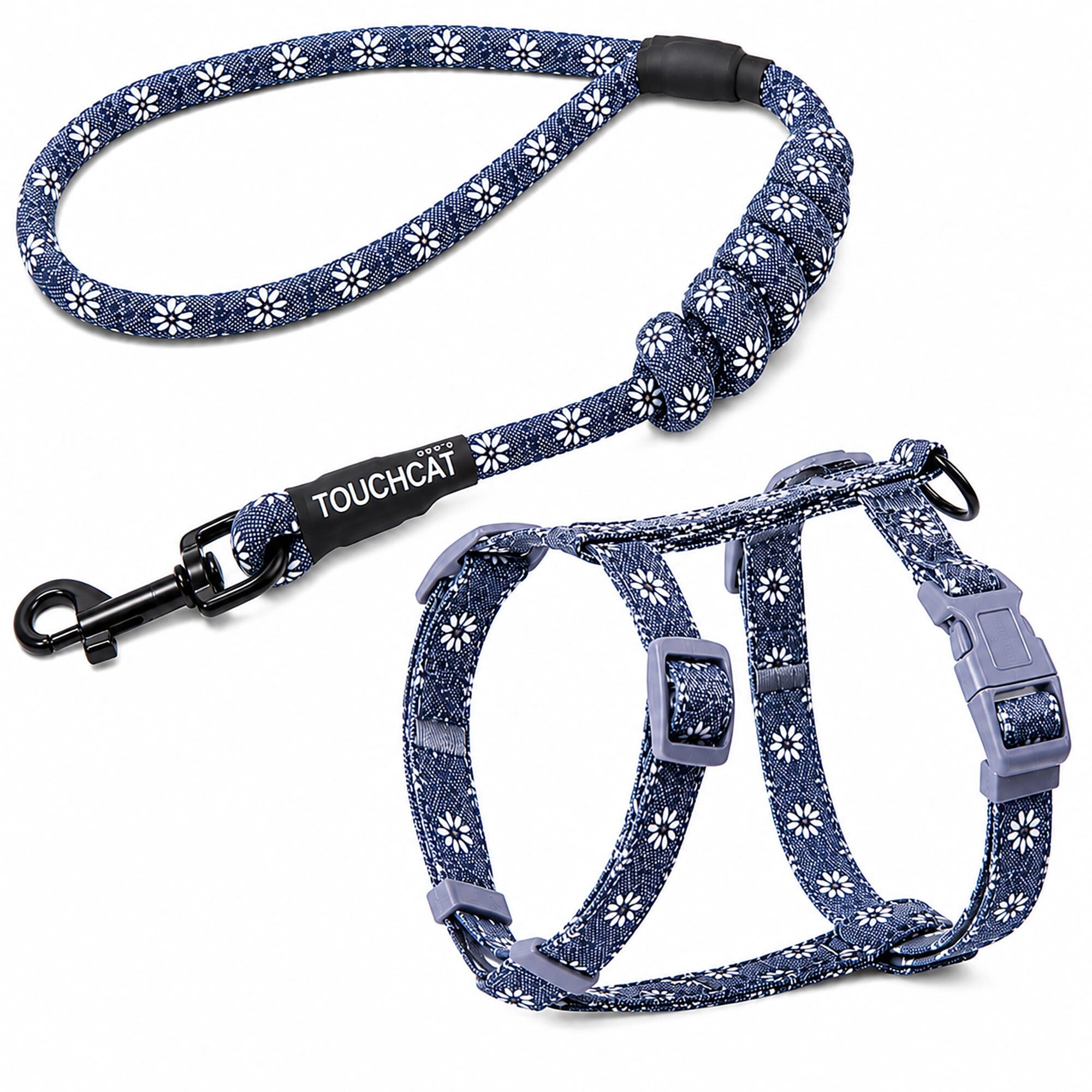 Touchcat 'Radi-Claw' Durable Cable Cat Harness and Leash Combo Small Dark Gray