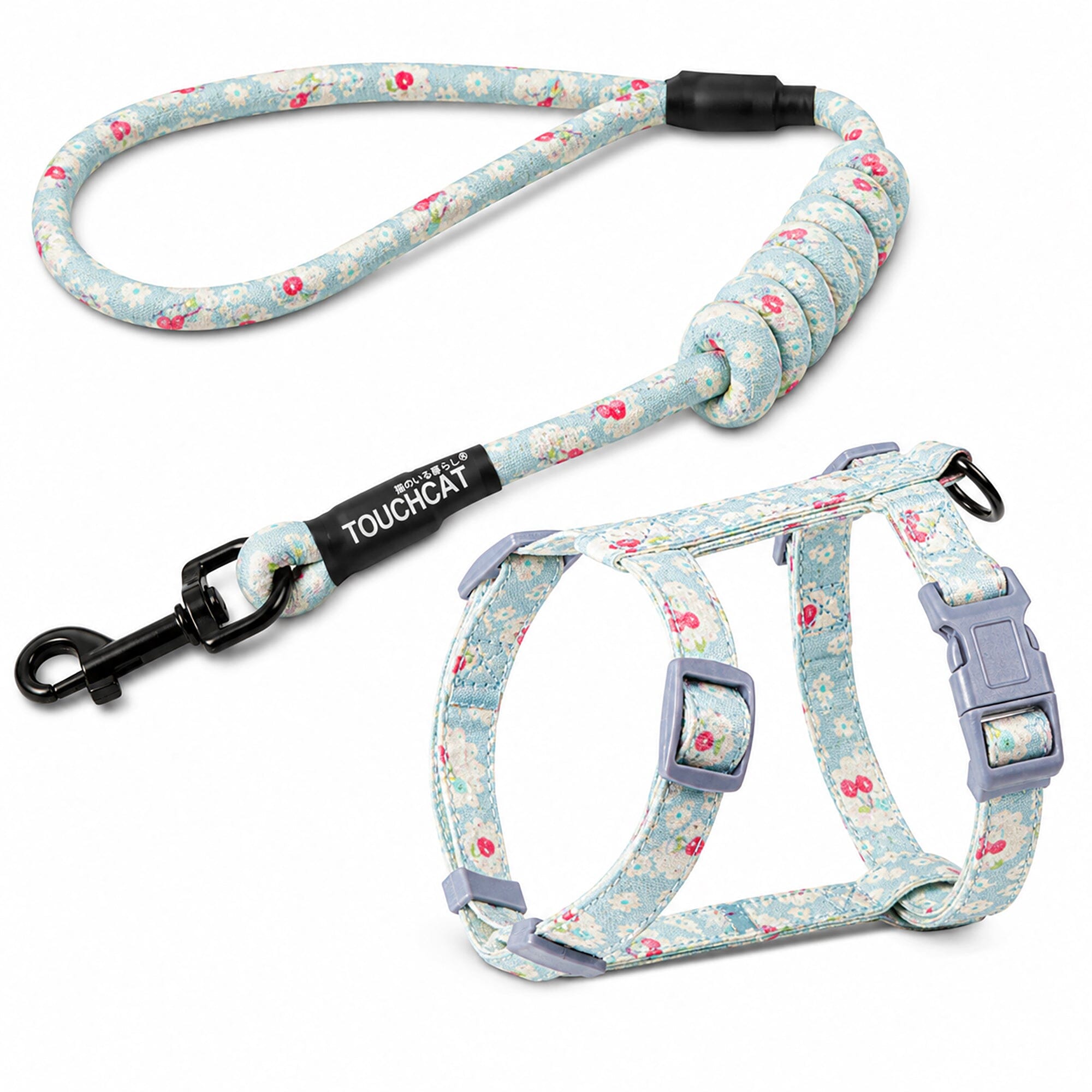 Touchcat 'Radi-Claw' Durable Cable Cat Harness and Leash Combo Small Sky Blue