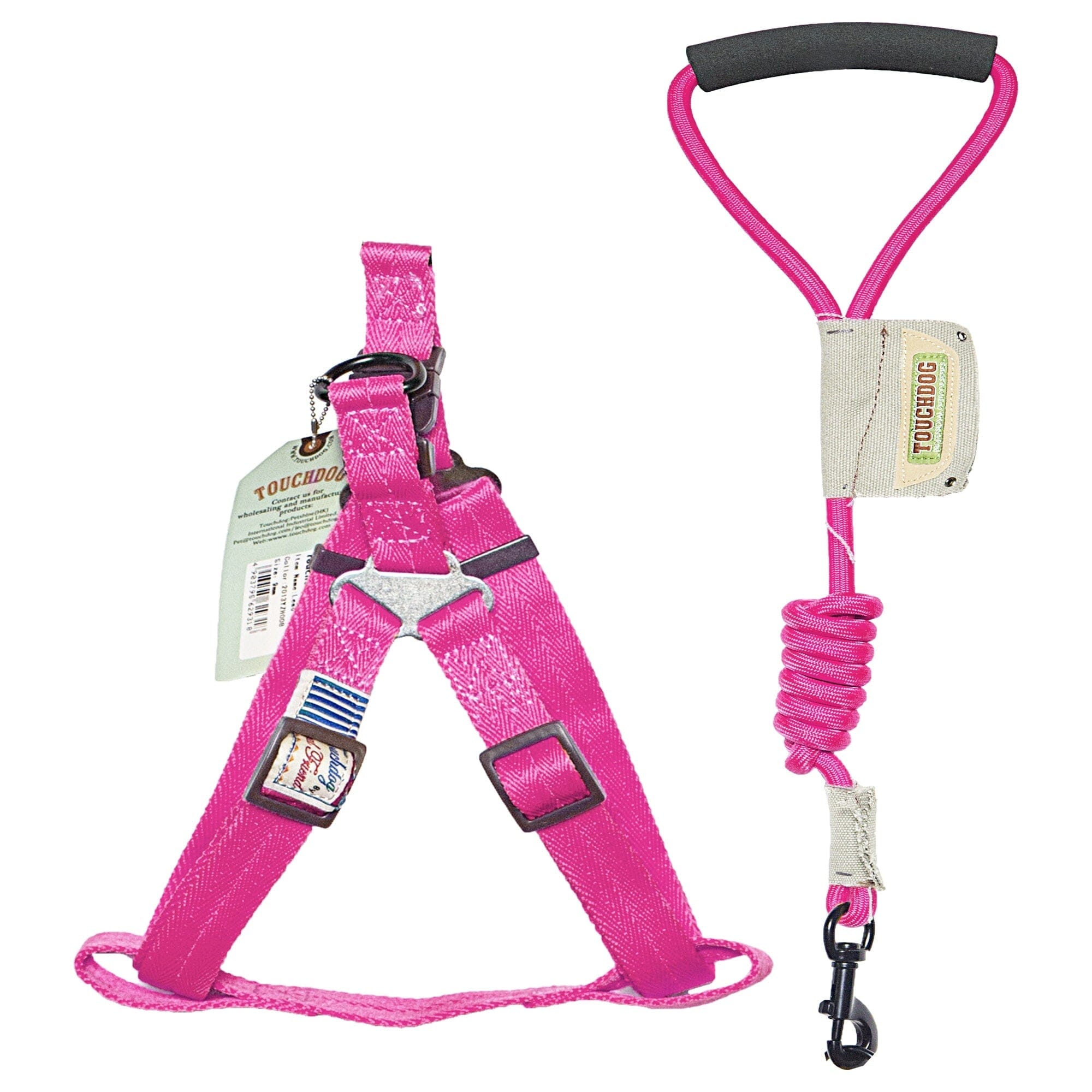 Touchdog Faded-Barker 2-in-1 Fashion Dog Leash and Harness Large Pink