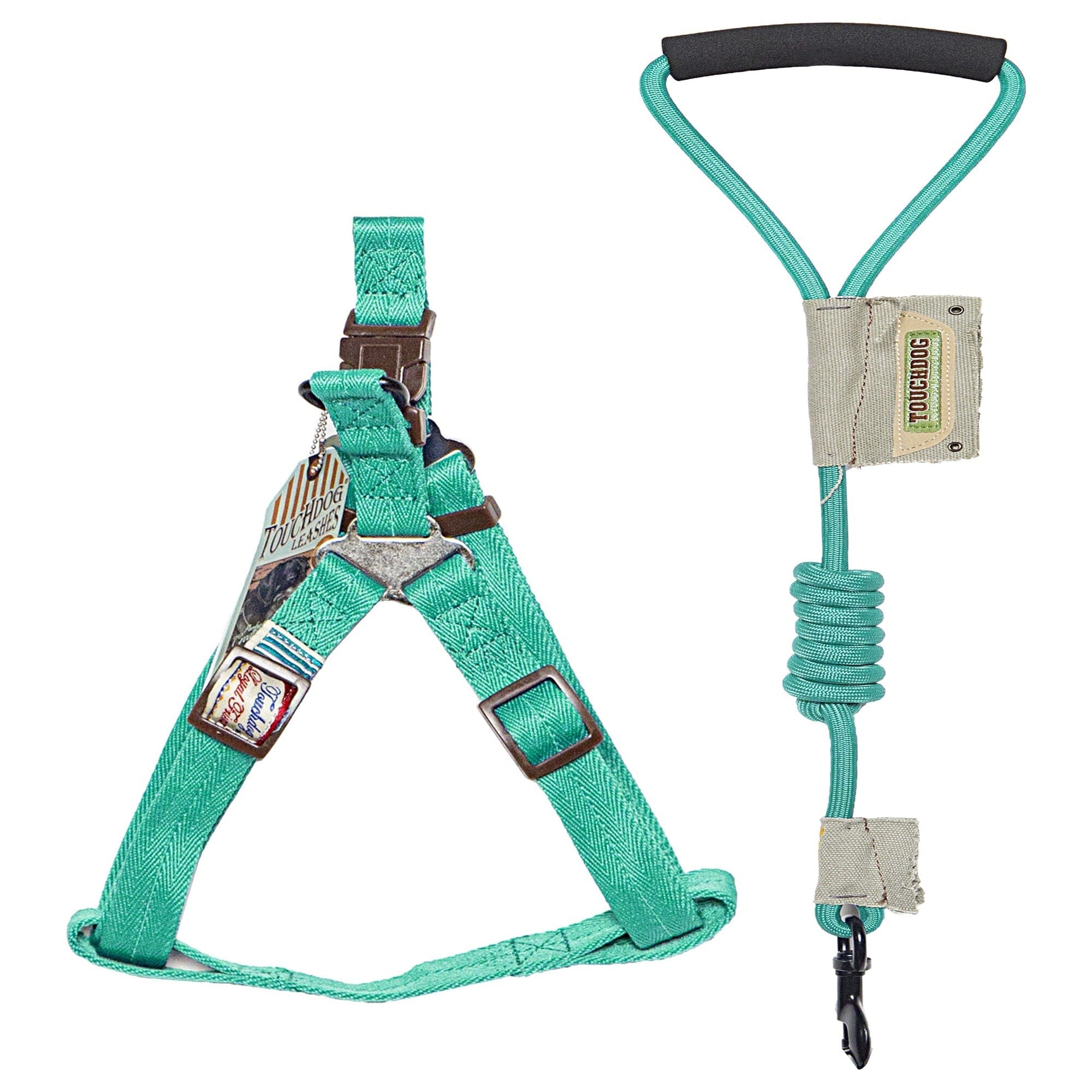 Touchdog Faded-Barker 2-in-1 Fashion Dog Leash and Harness Large Green