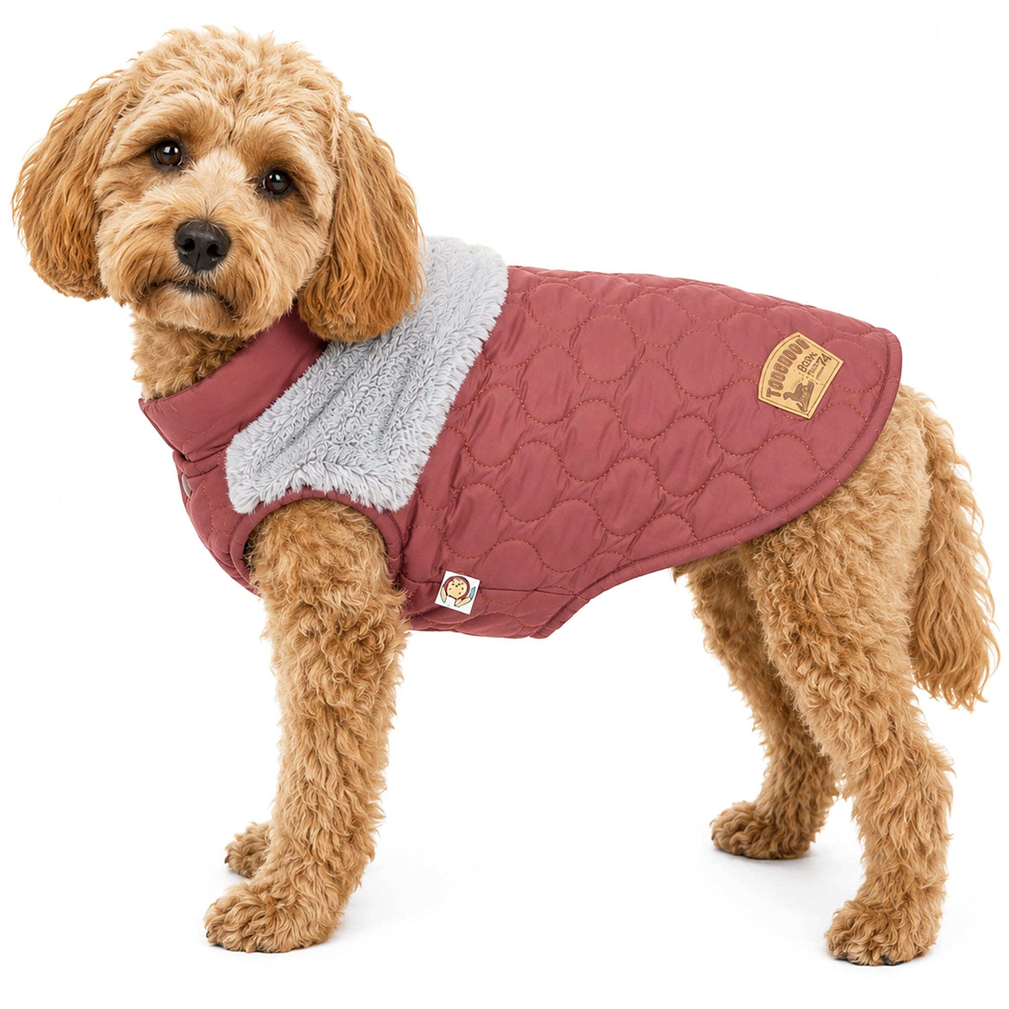 Touchdog 'Furrost-Bite' Fur and Fleece Designer Fashion Dog Jacket X-Small Red