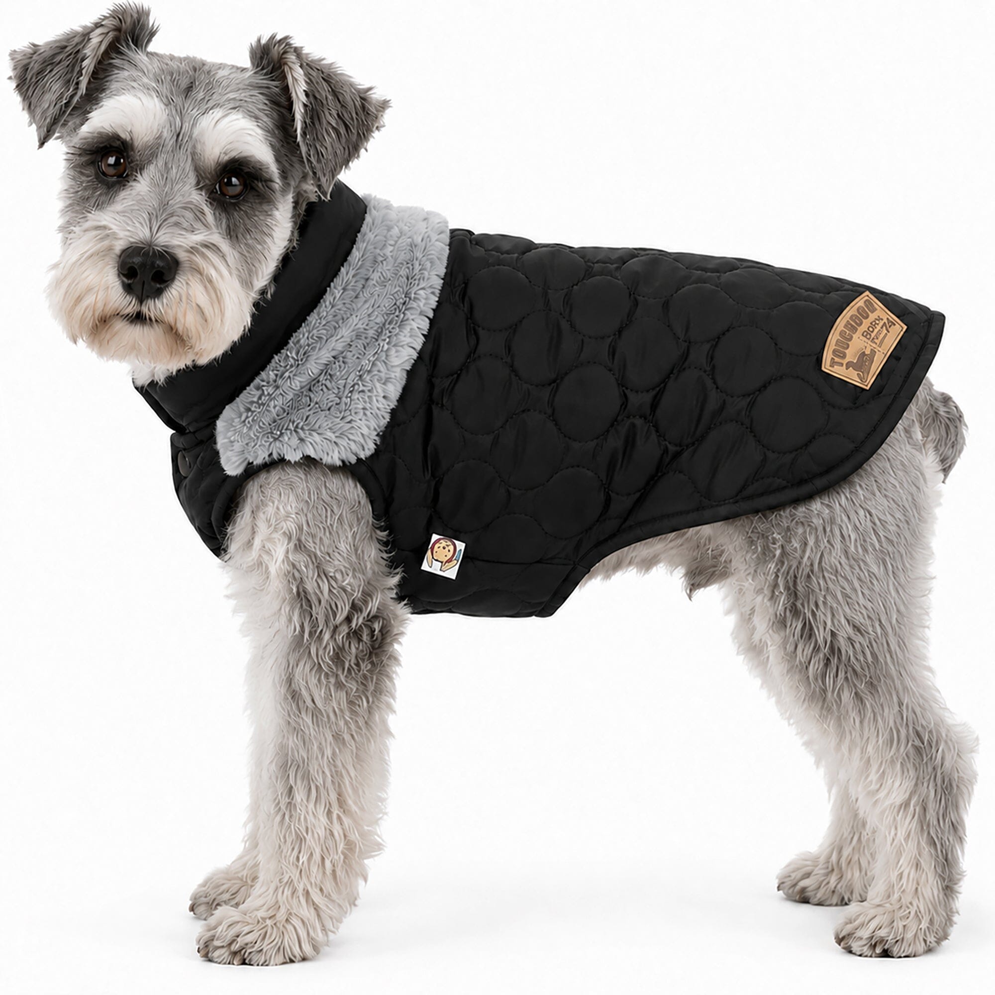 Touchdog 'Furrost-Bite' Fur and Fleece Designer Fashion Dog Jacket X-Small Black