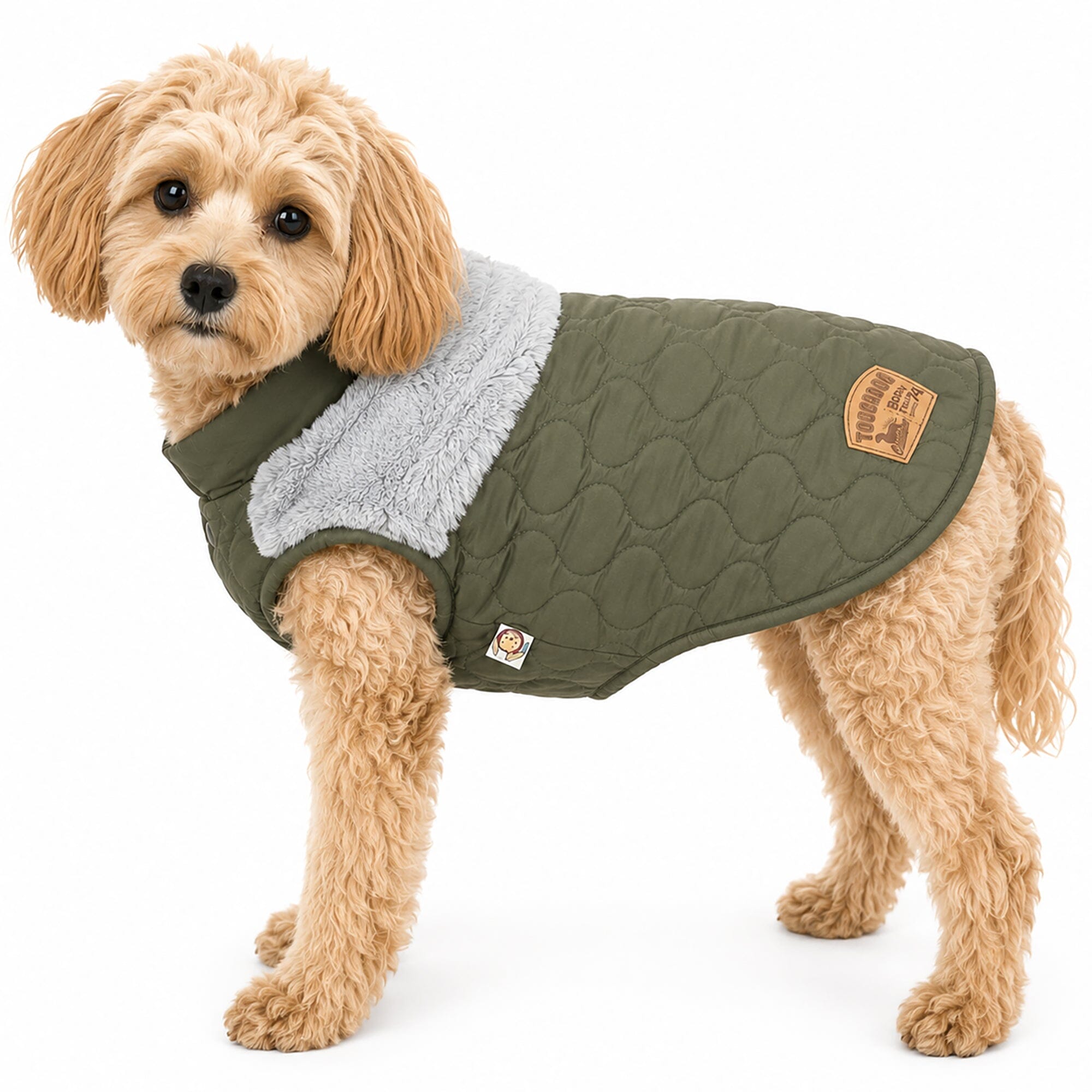 Touchdog 'Furrost-Bite' Fur and Fleece Designer Fashion Dog Jacket X-Small Green