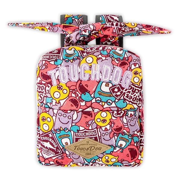 Touchdog ®  Designer Patterned Large Pocketed Zippered Duffle Dog Backpack and Harness  