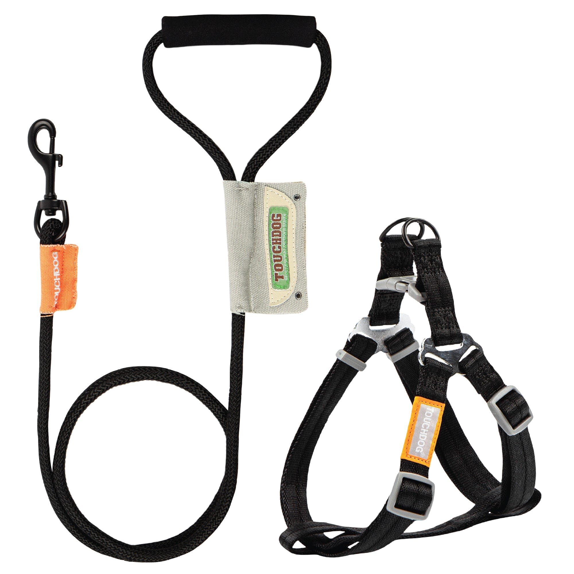Touchdog ® 'Macaron' 2-in-1 Durable Nylon Dog Harness and Leash Black Small