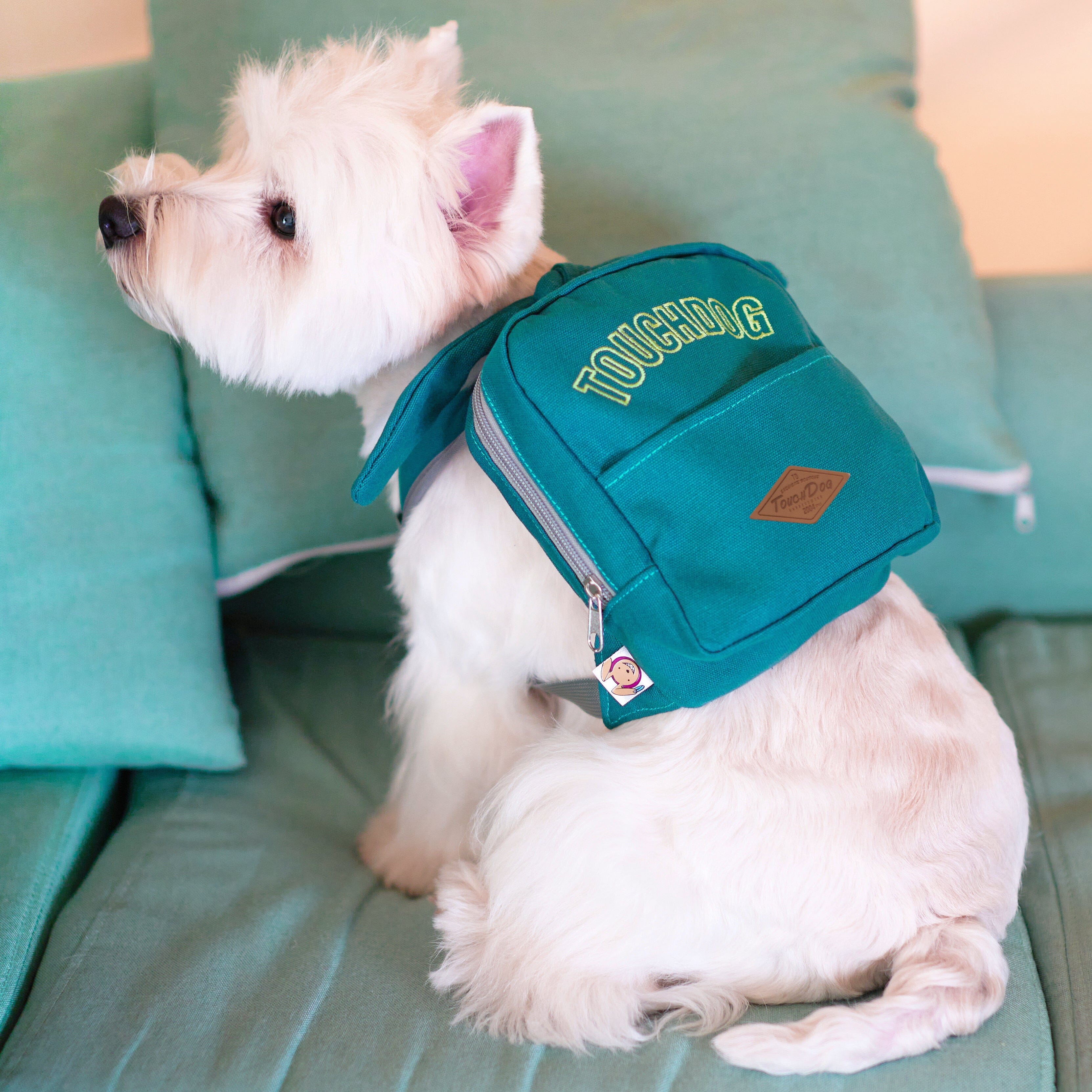 Touchdog ® Navy Large-Pocketed Zippered Duffle Dog Backpack and Harness