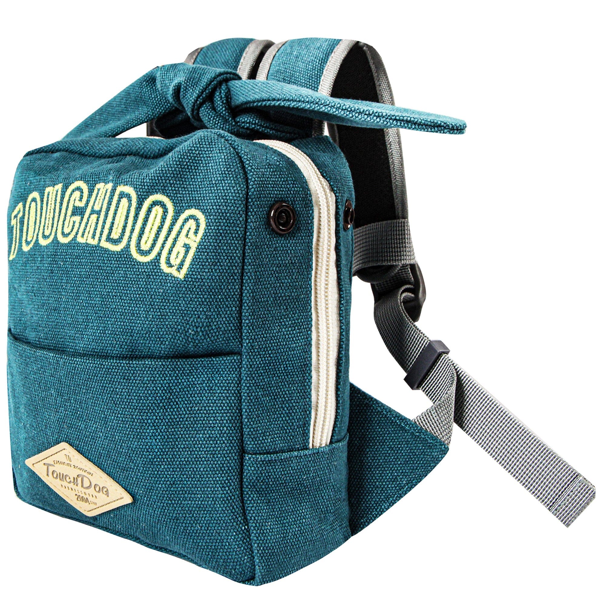 Touchdog ® Navy Large-Pocketed Zippered Duffle Dog Backpack and Harness Small