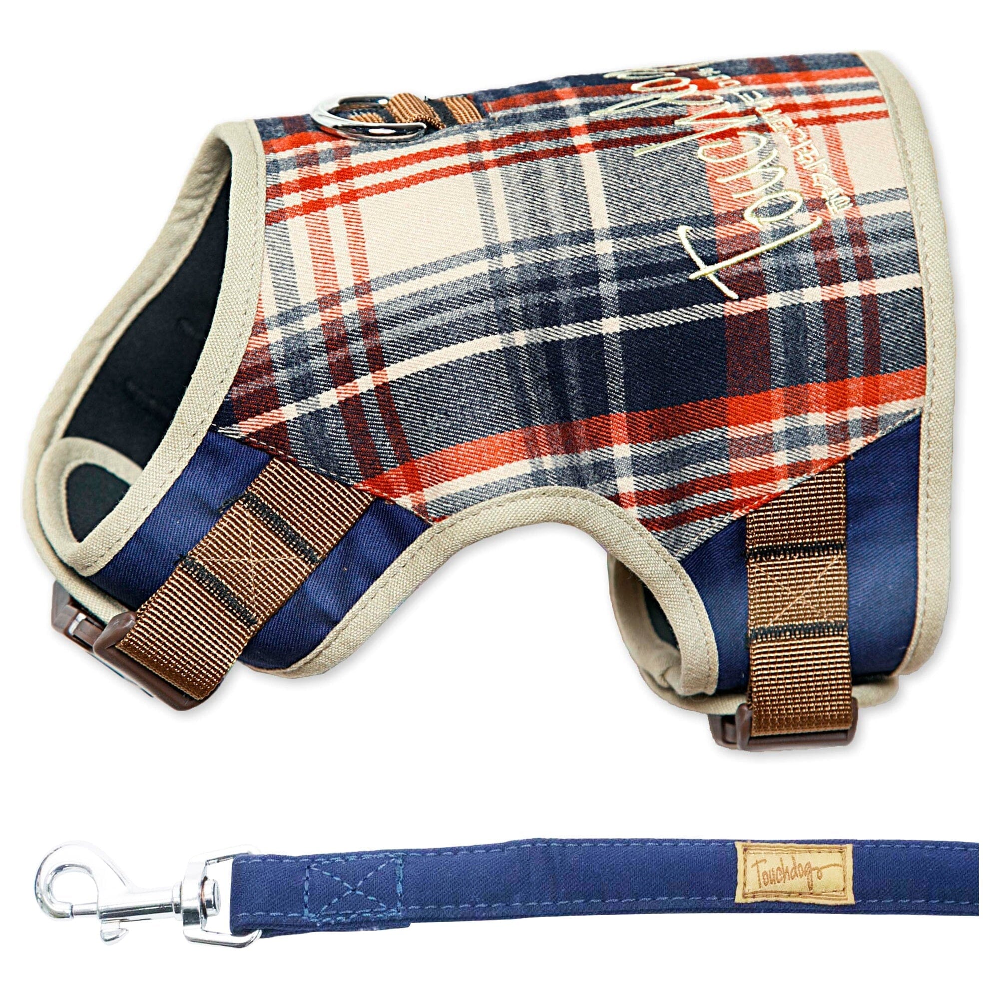 Touchdog ® 'Tough-Boutique' 2-in-1 Adjustable Fashion Dog Harness and Leash X-Small Blue Plaid