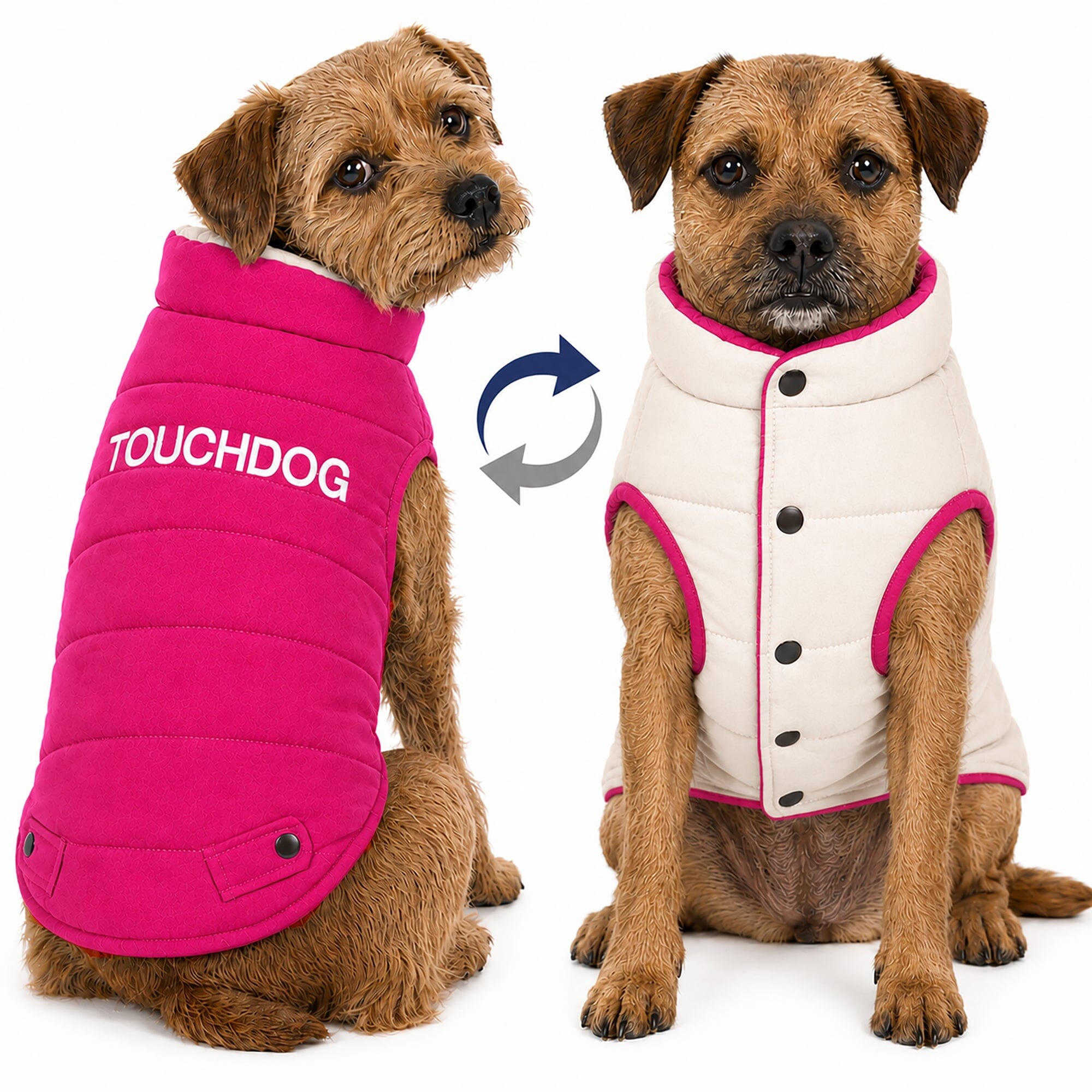 Touchdog ® Waggin Swag Ultra-Plush Insulated and Reversible Dog Coat X-Small Pink / White