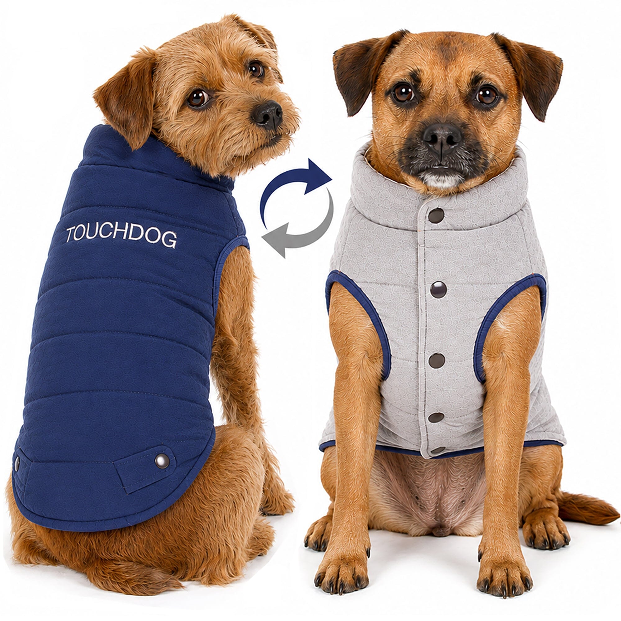 Touchdog ® Waggin Swag Ultra-Plush Insulated and Reversible Dog Coat X-Small Blue / Grey