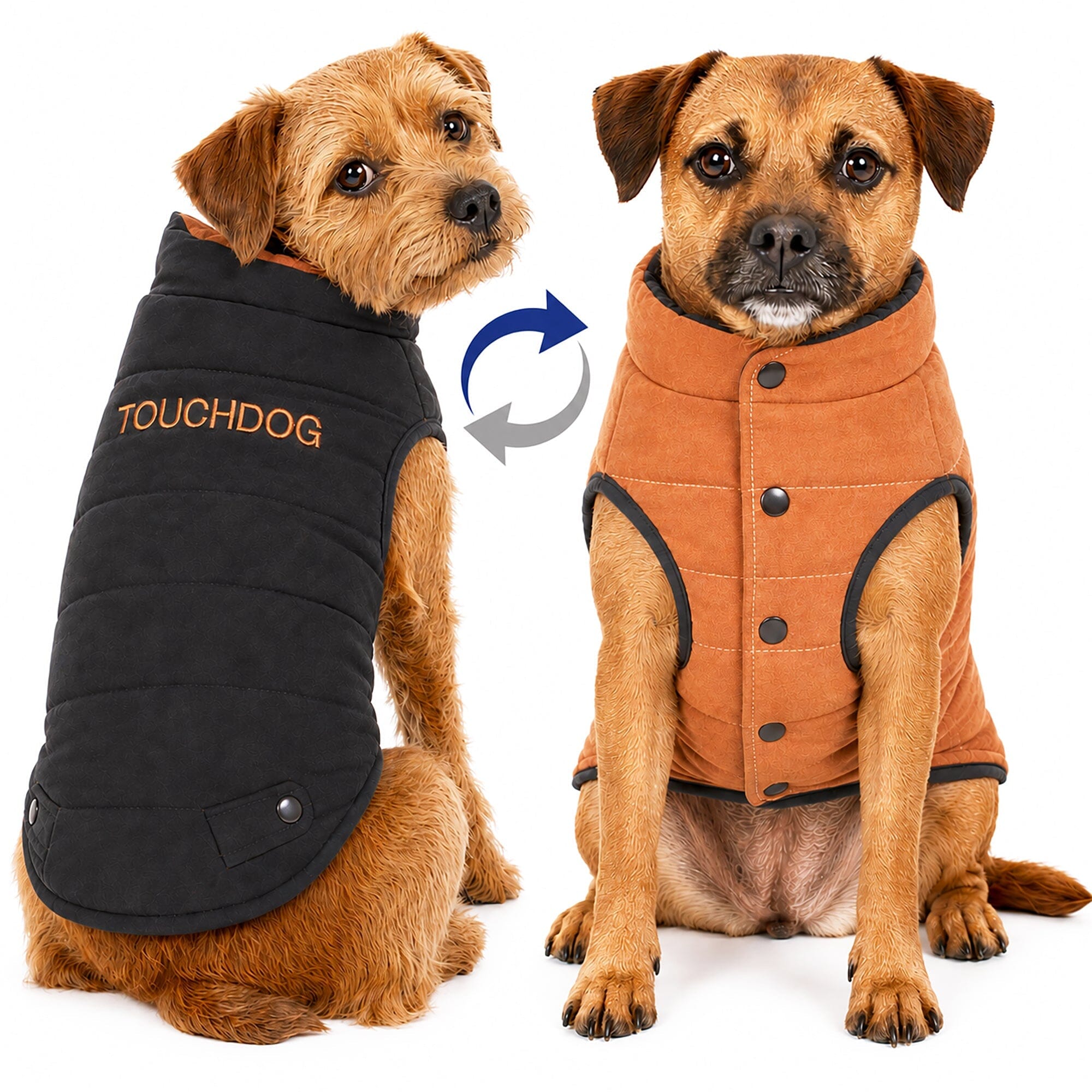 Touchdog ® Waggin Swag Ultra-Plush Insulated and Reversible Dog Coat X-Small Brown / Orange