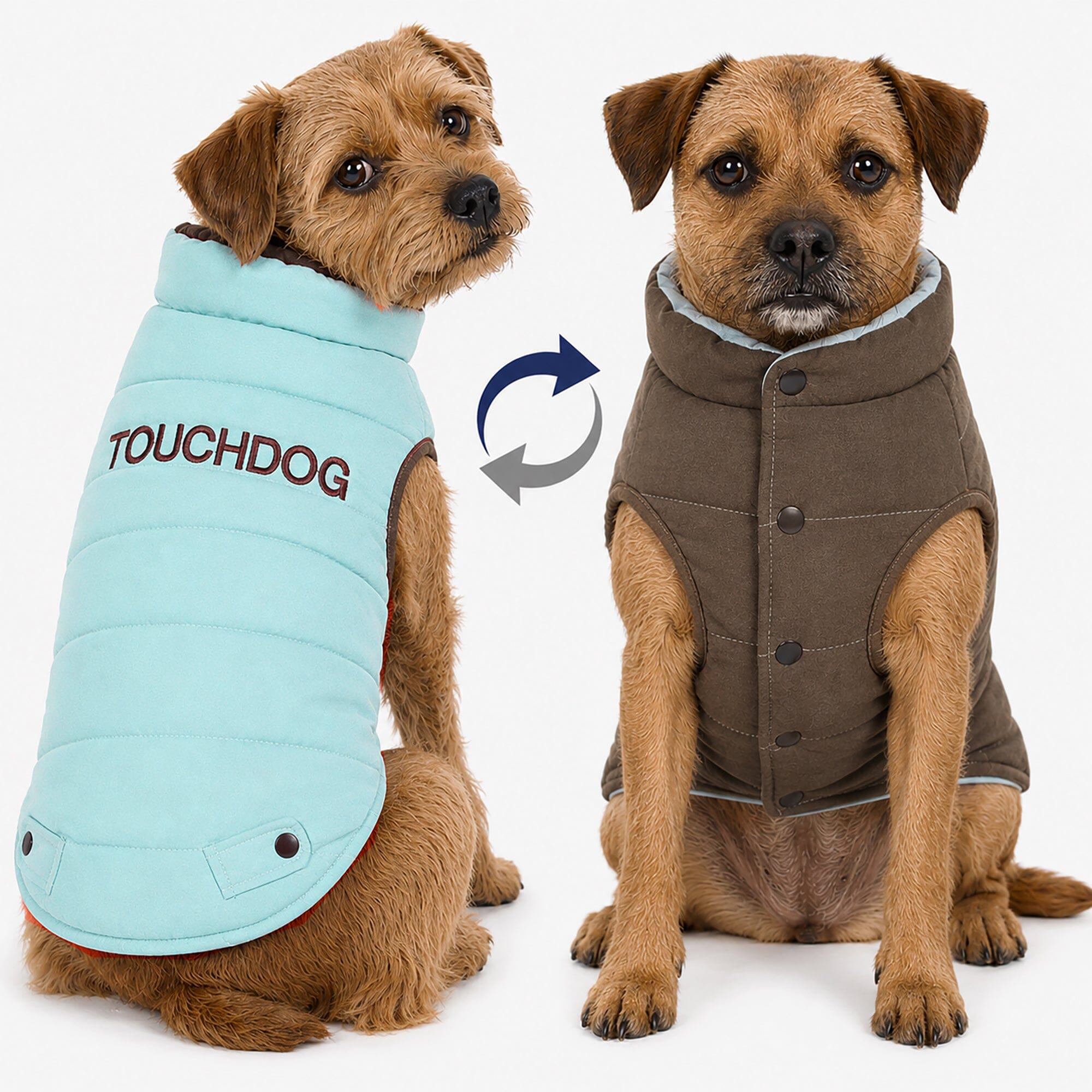 Touchdog ® Waggin Swag Ultra-Plush Insulated and Reversible Dog Coat X-Small Blue / Brown
