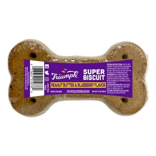 Triumph Super Single Peanut Butter & Blueberry Dog Biscuits - 2/15 Pack - 30 Count